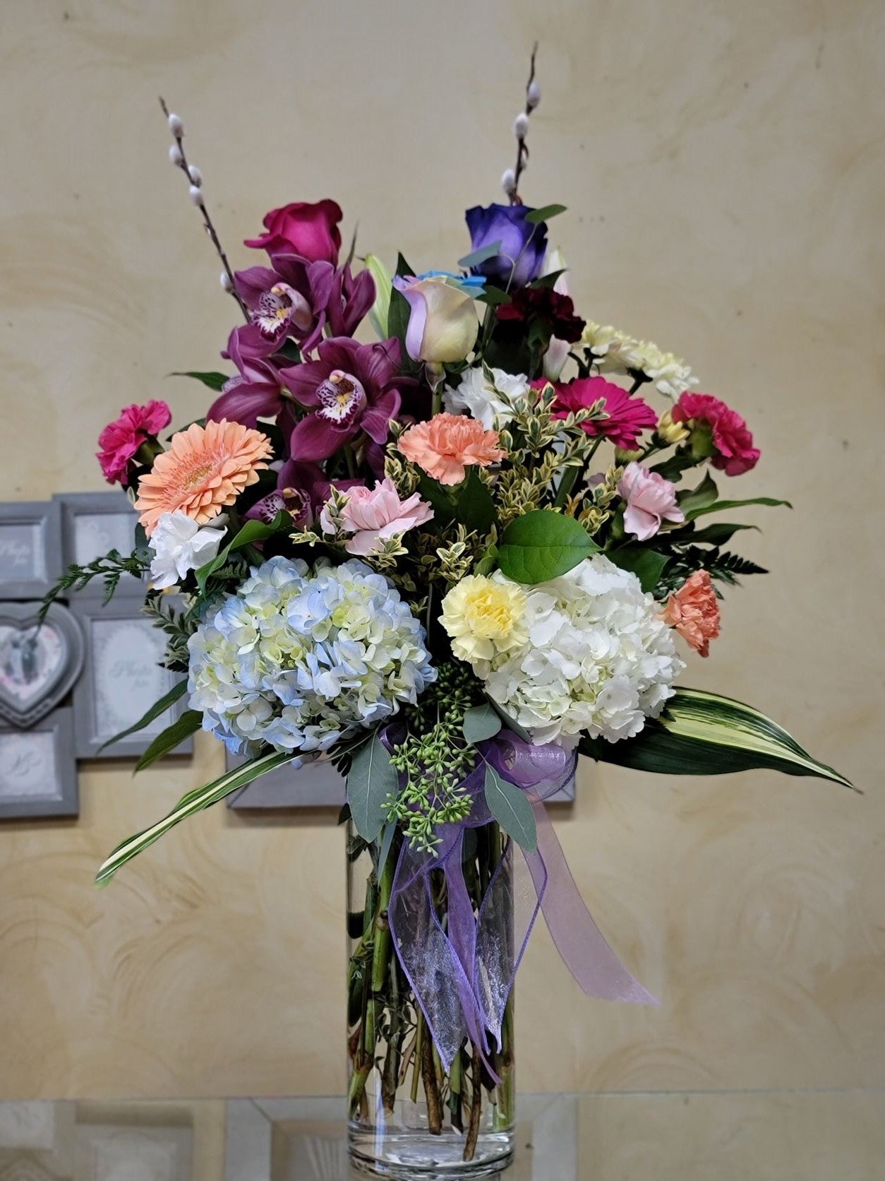 Vase arrangement No.12 (Photo shown is Large size. Small $125, Medium $145, Large $165, Extravagant $185 CAD)