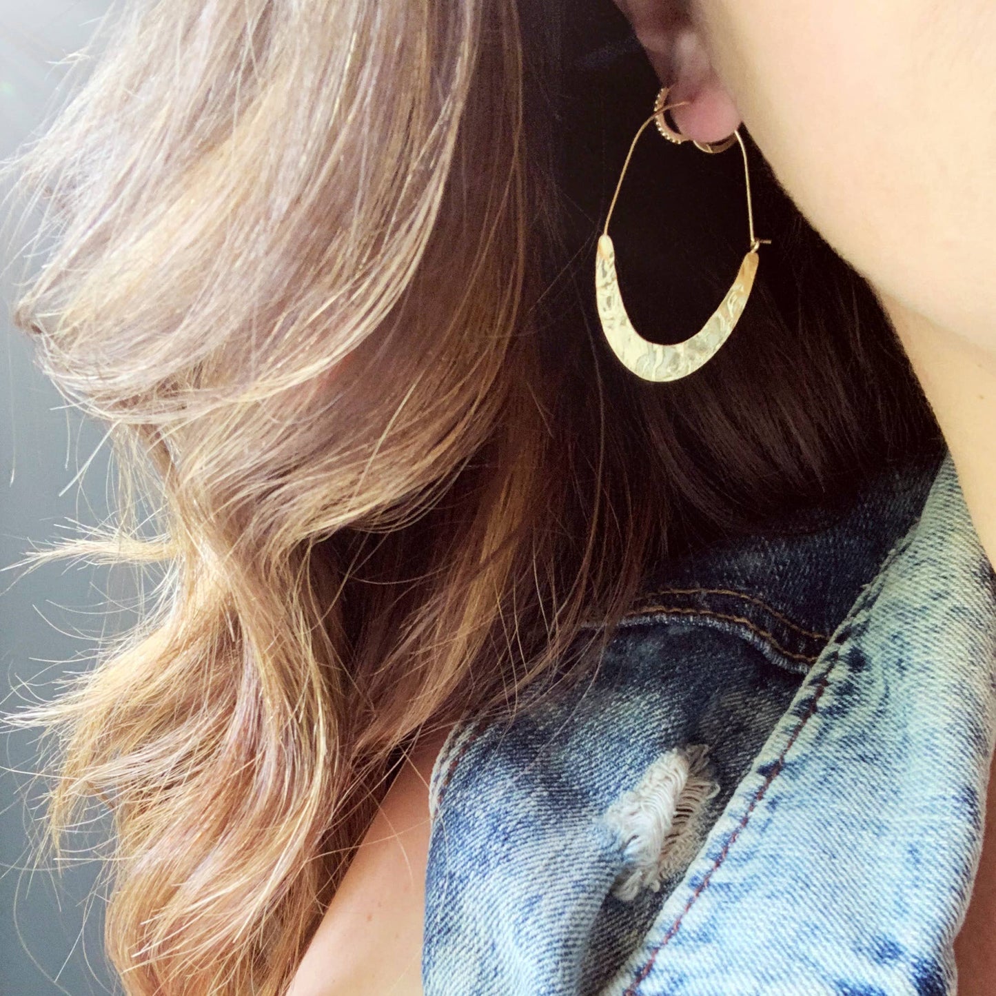 Oh So Lovely - Ivy Textured Hoops - Gold