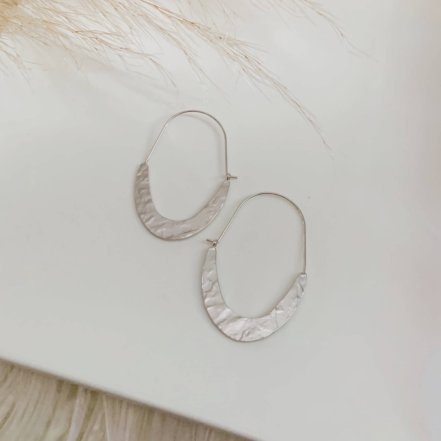 Oh So Lovely - Ivy Textured Hoops - Silver