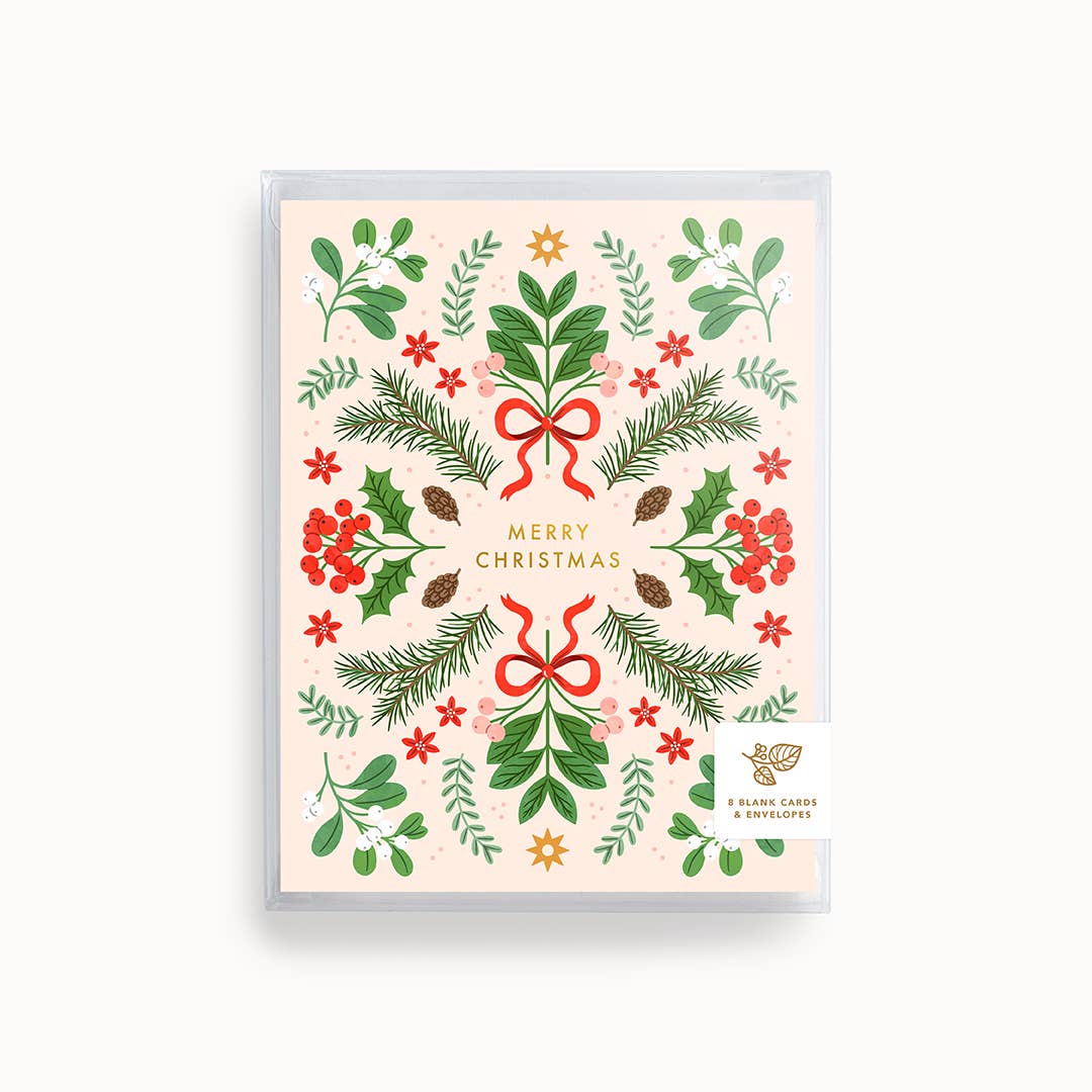 Linden Paper Co. - Merry Christmas Berries Card | Boxed Set of 8