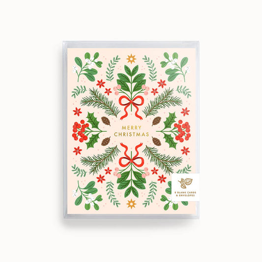 Linden Paper Co. - Merry Christmas Berries Card | Boxed Set of 8