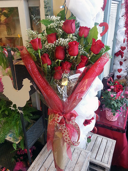 Valentine’s Day Red Rose Bouquet (With Baby’s Breath) – Custom Options-Main Photo shown is $135