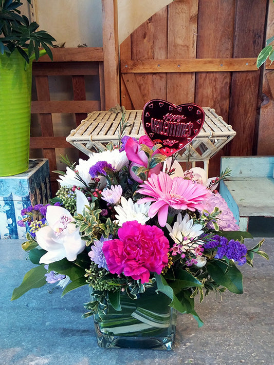 Valentine's Day Elegant Clear Vase Arrangement